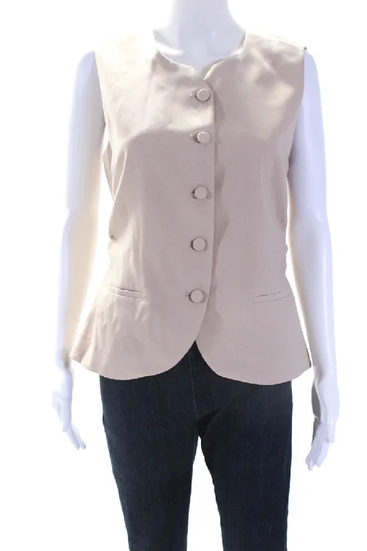 10 Crosby Derek Lam Womens Y Neck Button Up Waistcoat Vest Champagne