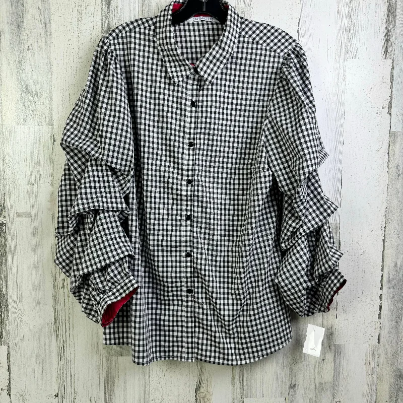 Blouse Long Sleeve By Clothes Mentor In Black & White, Size: L