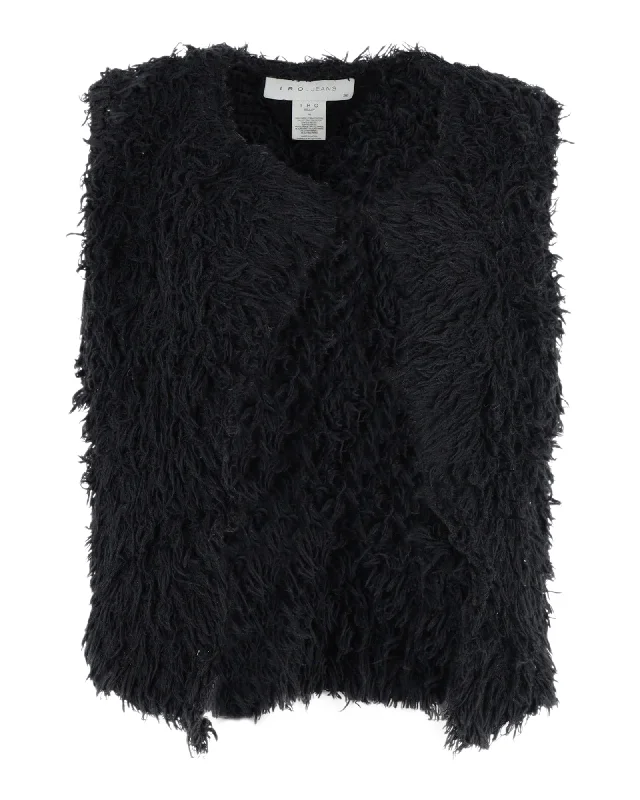 Iro Bellay Fuzzy Vest in Black Cotton