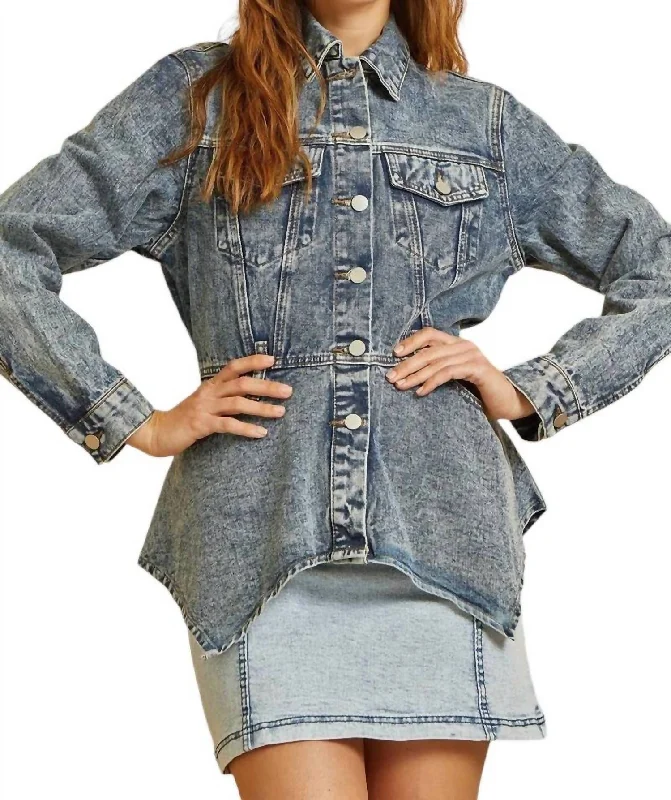 Long Sleeve Denim Jacket In Denim Wash