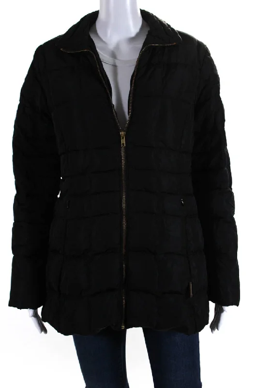 Moncler Women's High Neck Quilted Mid Length Puffer Coat Black