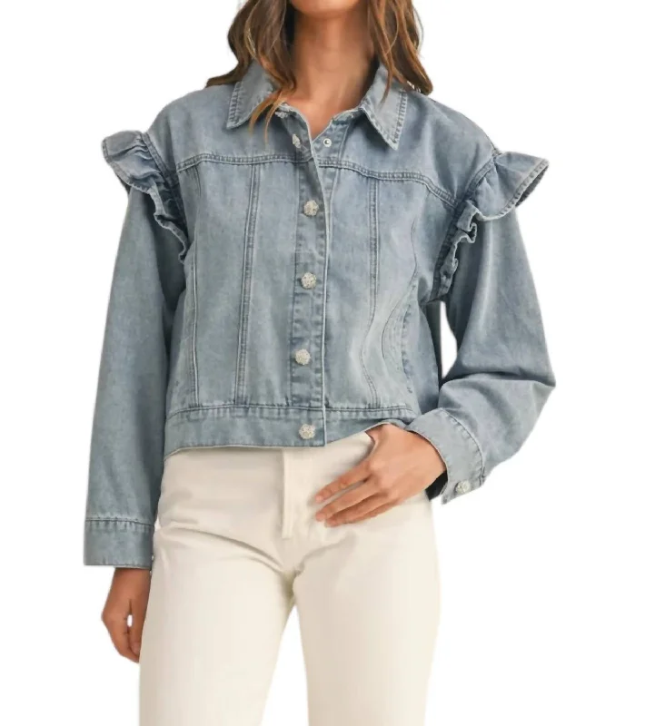 Ruffle Jacket In Denim