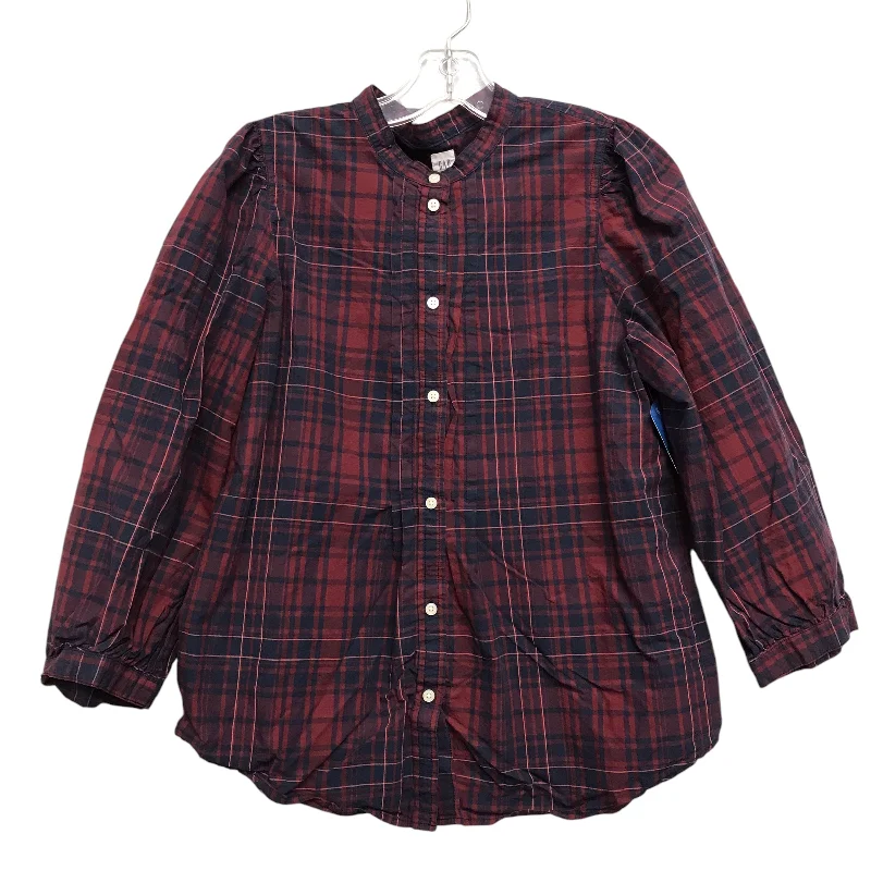 Top 3/4 Sleeve By Gap In Plaid Pattern, Size:M