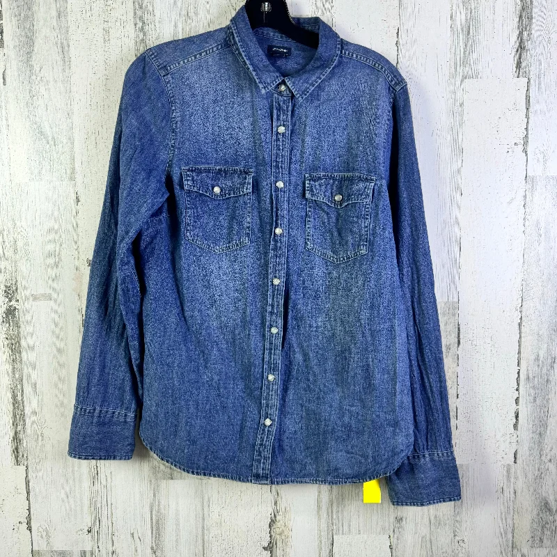 Top Long Sleeve By J. Crew In Blue Denim, Size: L