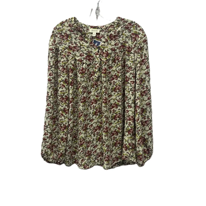 Top Long Sleeve By Tamara In Floral Print, Size: 1x