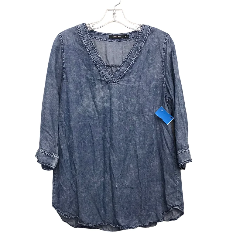 Top Ls By Doe & Rae In Blue Denim, Size:S