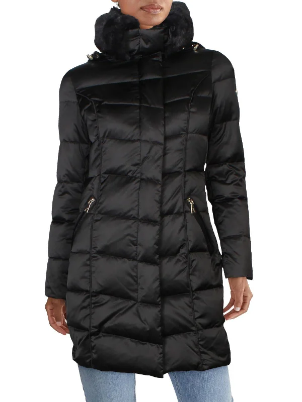 Womens Quilted Midi Puffer Coat