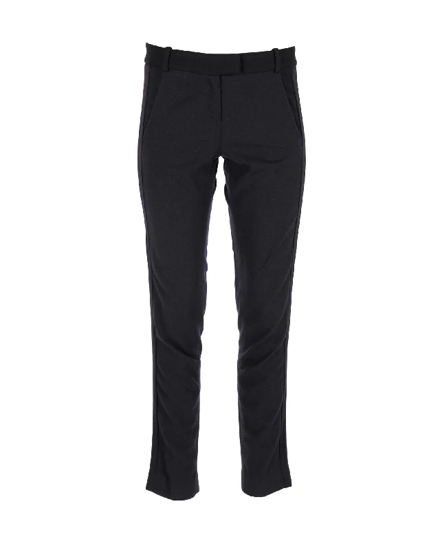 Maje Side Stripe Trousers in Black Wool