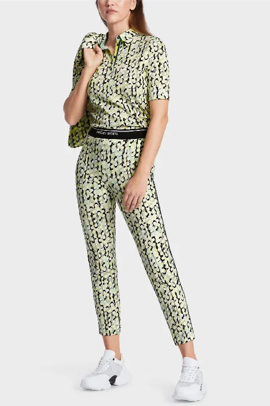 Soft Sage Sofia Pull-On Print Trousers In 509