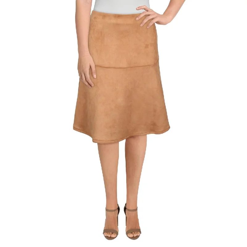 Anne Klein Womens Faux Suede Midi A-Line Skirt