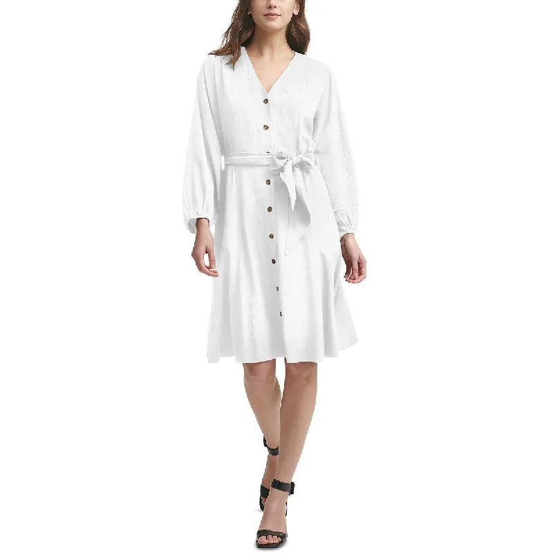 Calvin Klein Womens Button-Down Knee-Length Shirtdress