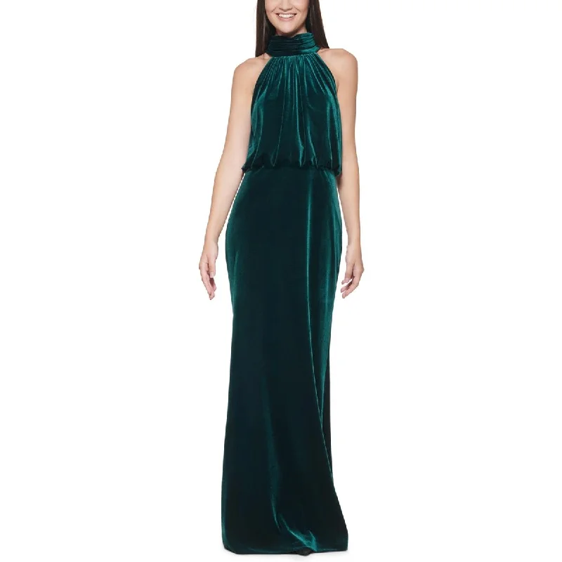 Eliza J Womens Velvet Mock Neck Evening Dress