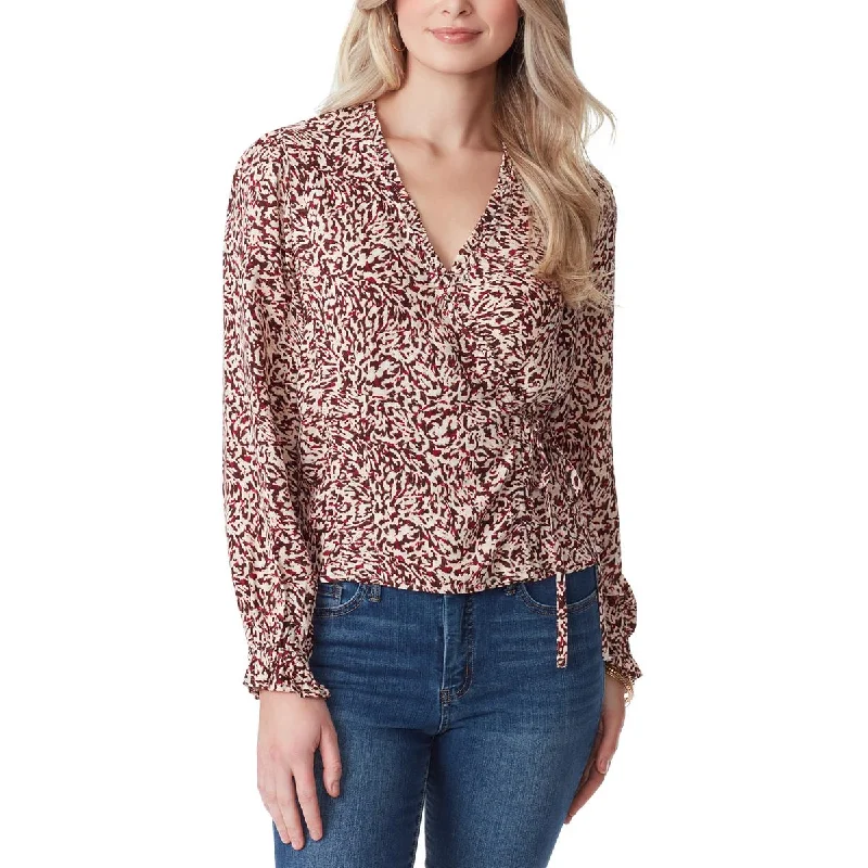 Jessica Simpson Womens Tanya Printed  Wrap Top