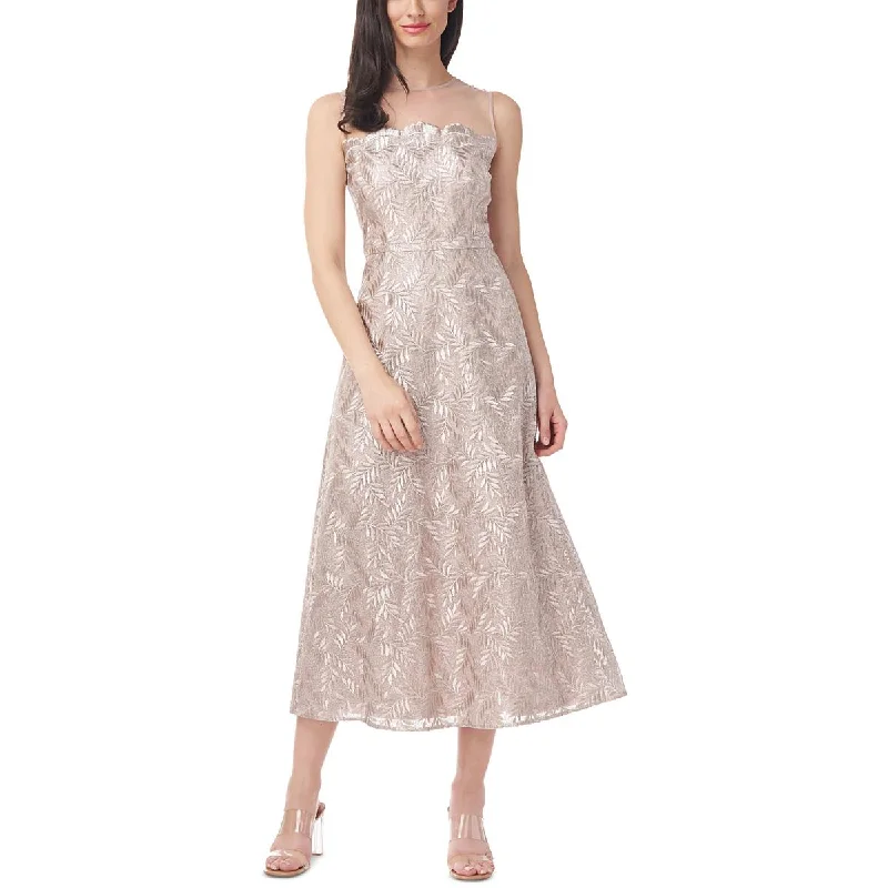 JS Collections Womens Embroidered Midi Cocktail and Party Dress