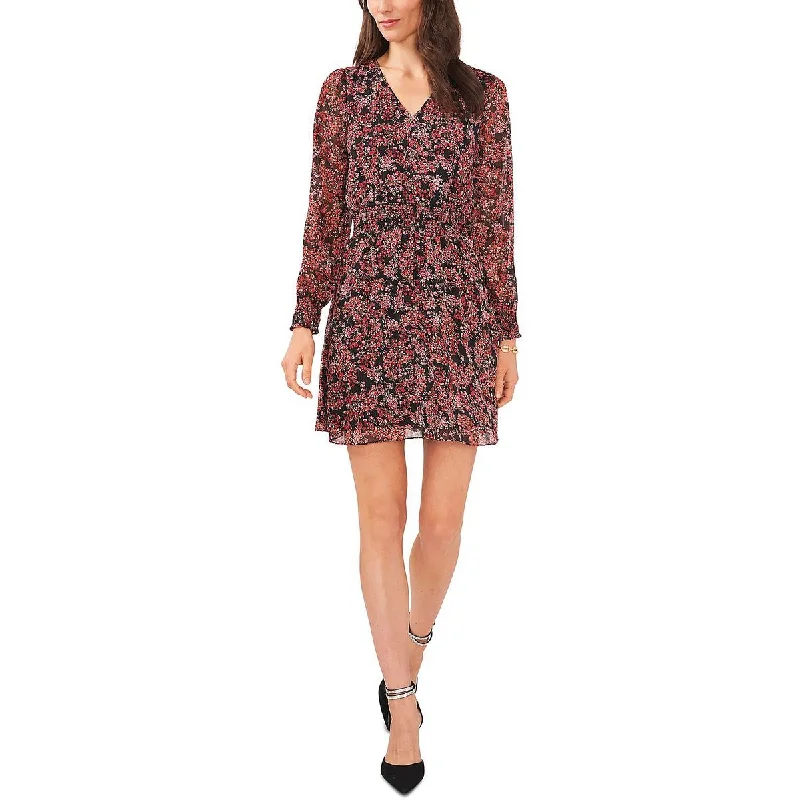 MSK Womens Petites Floral Mini Mini Dress