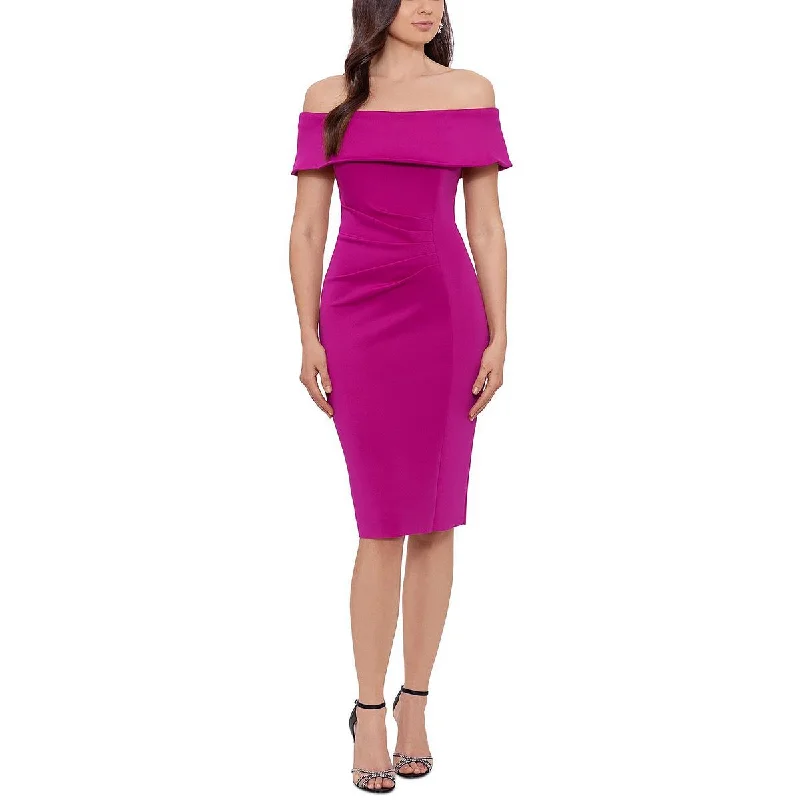 Xscape Womens Off The Shoulder Knee-Length Sheath Dress