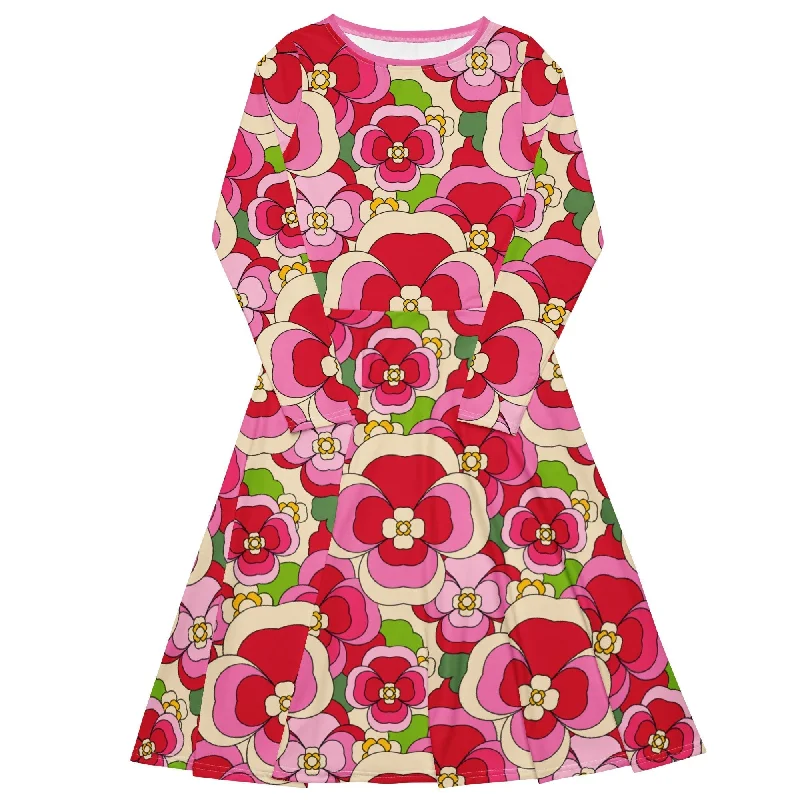 PANSY FANTASY pink - Midi dress with long sleeves and pockets