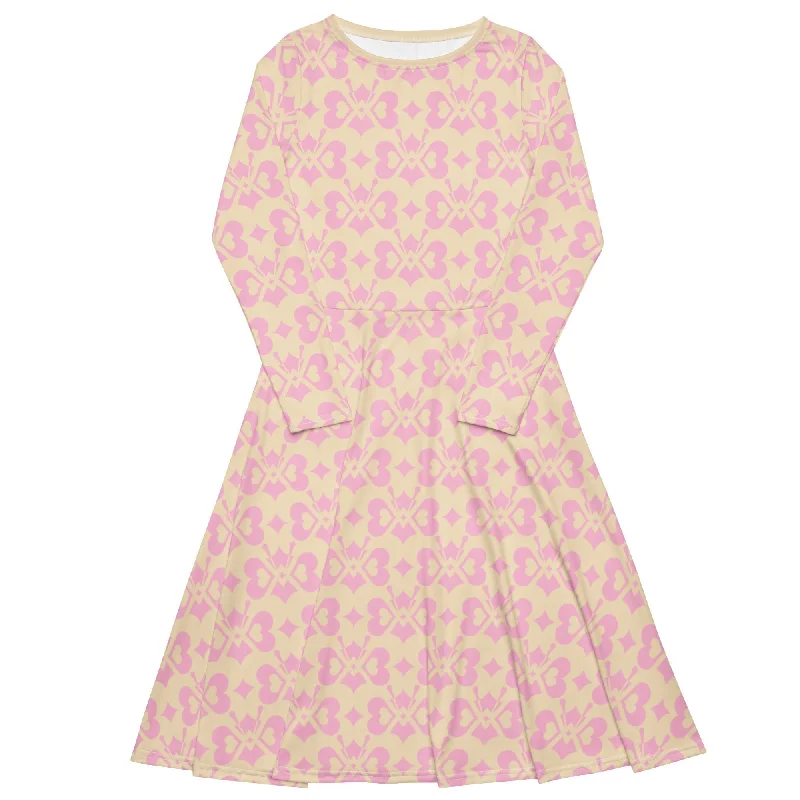 LOVE BUTTERFLY tender pink - Midi dress with long sleeves and pockets