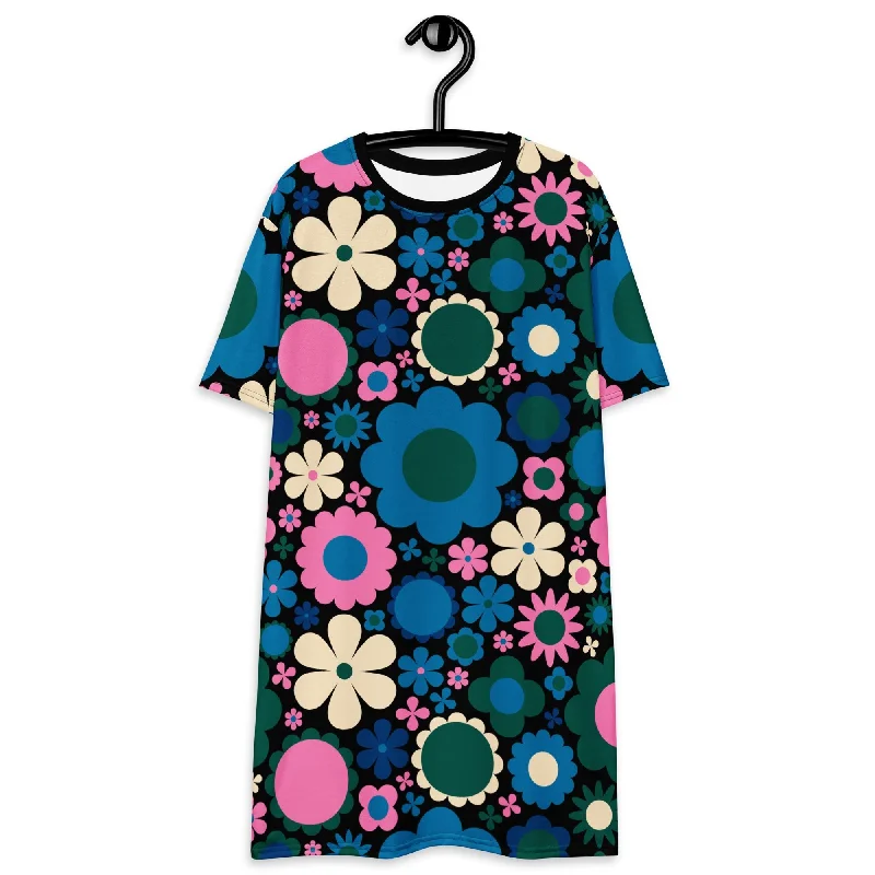 BLOOMPOP blue pink - T-shirt dress