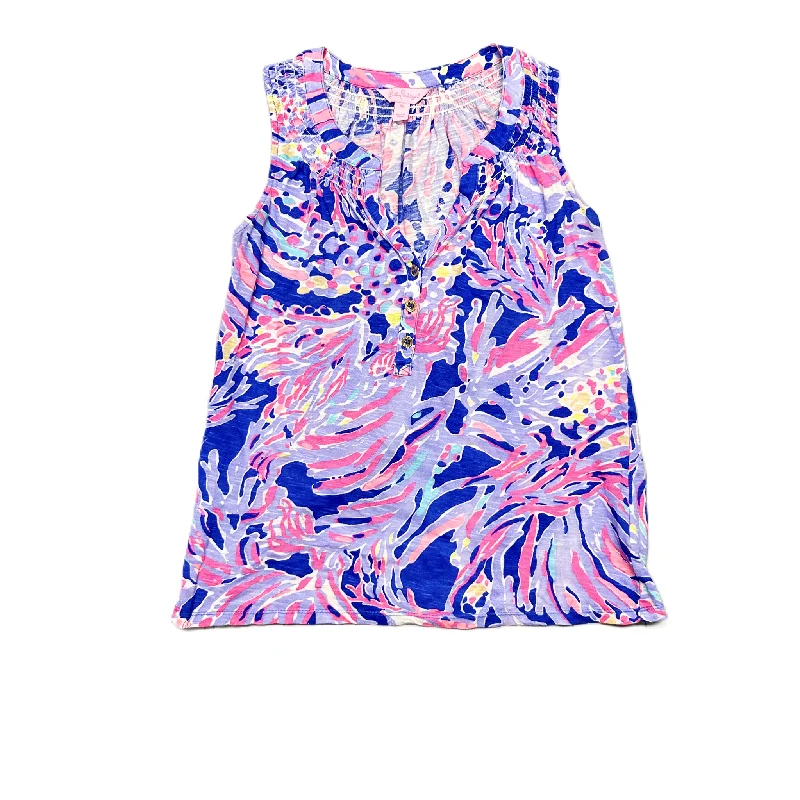 Blue & Purple Top Sleeveless Designer By Lilly Pulitzer, Size: Xs