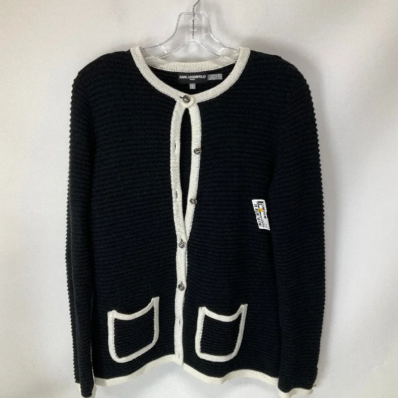 Cardigan By Karl Lagerfeld In Black & White, Size: S