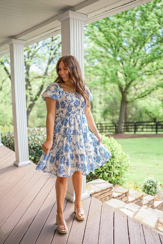 Embroidered Beauty Blue Floral Dress