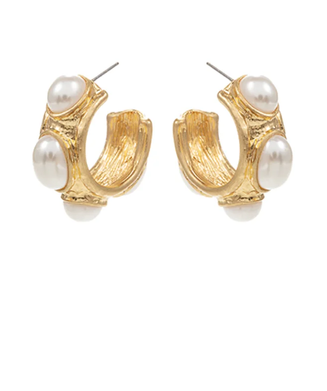 Julie Pearl Gold Hoop Earrings