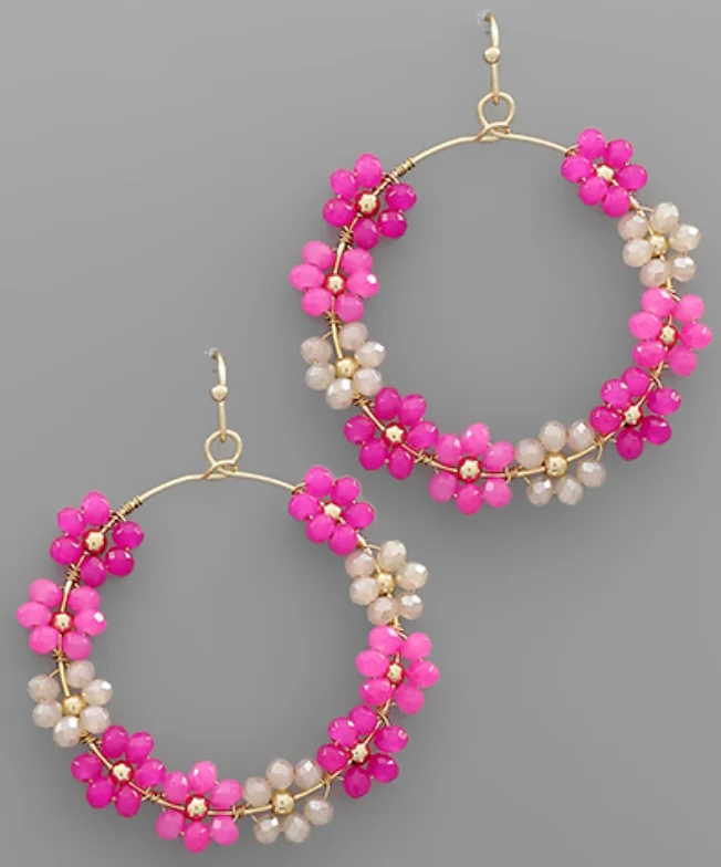 Pink Floral Dangle Earrings