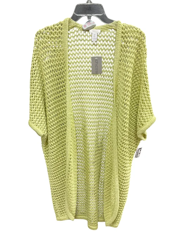 Sweater Cardigan By Chicos In Green, Size: L