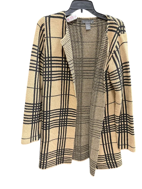 Sweater Cardigan By Clothes Mentor In Black & Tan, Size: M