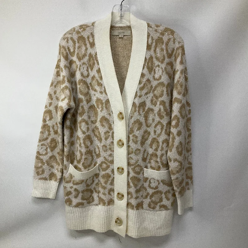 Sweater Cardigan By Loft In Animal Print, Size: S