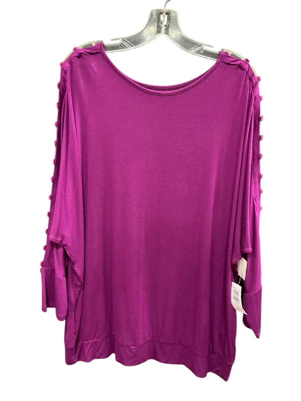 Top 3/4 Sleeve Basic By Torrid In Purple, Size: Xl