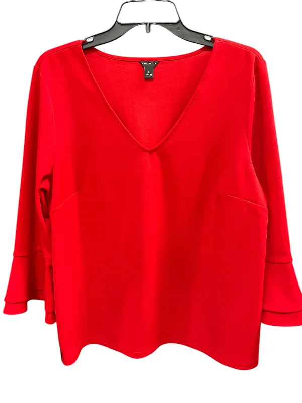 Top 3/4 Sleeve By Ann Taylor In Red, Size: L