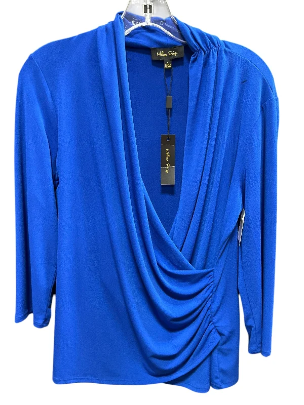 Top 3/4 Sleeve By Melissa Paige In Blue, Size: L