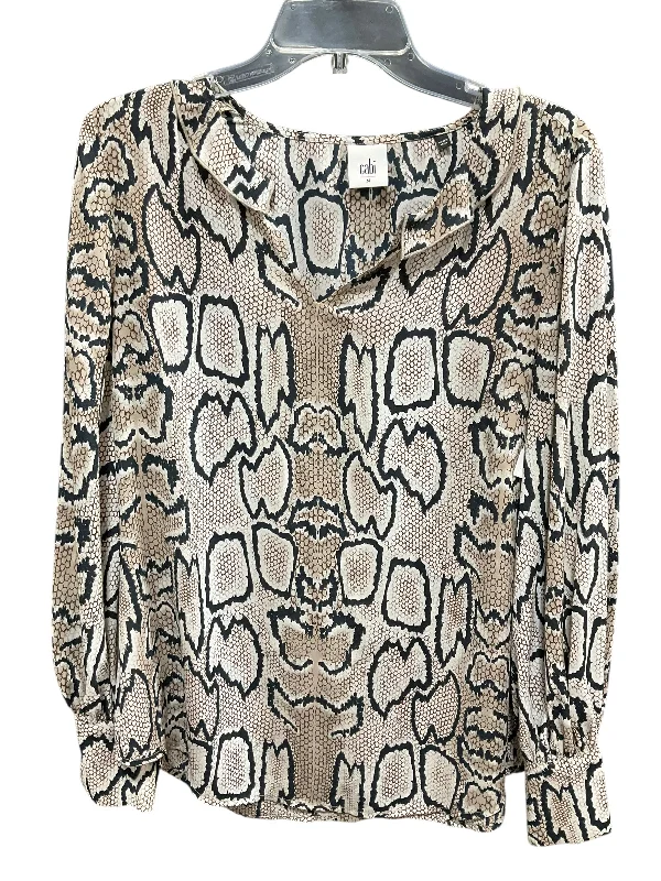 Top Long Sleeve By Cabi In Snakeskin Print, Size: M