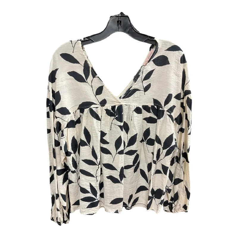 Top Long Sleeve By Ces Femme In Black & White, Size: M