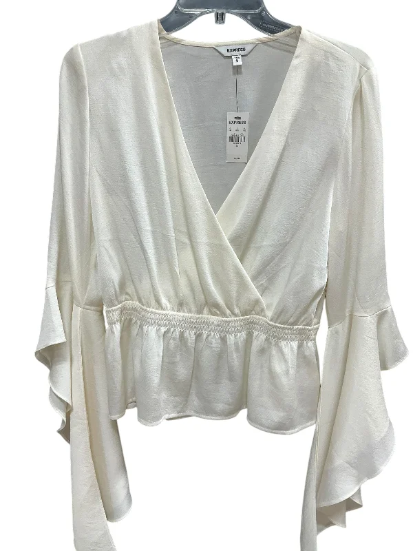 Top Long Sleeve By Express In Cream, Size: 0