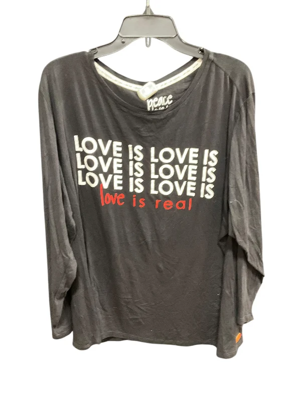 Top Long Sleeve By Peace Love World In Black, Size: 2x