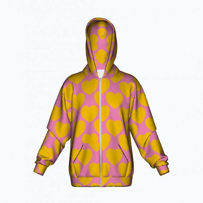 ELLIE LOVE yellow pink - Cotton Zipper Hoodie