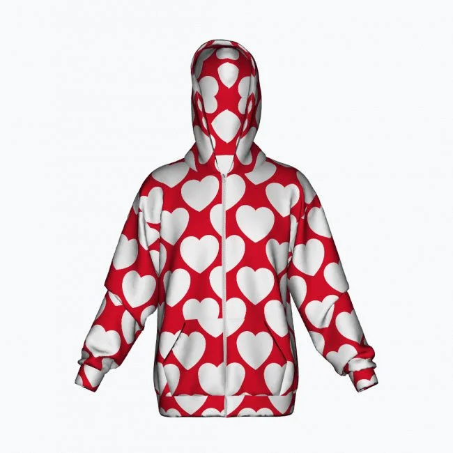 ELLIE LOVE red white - Cotton Zipper Hoodie