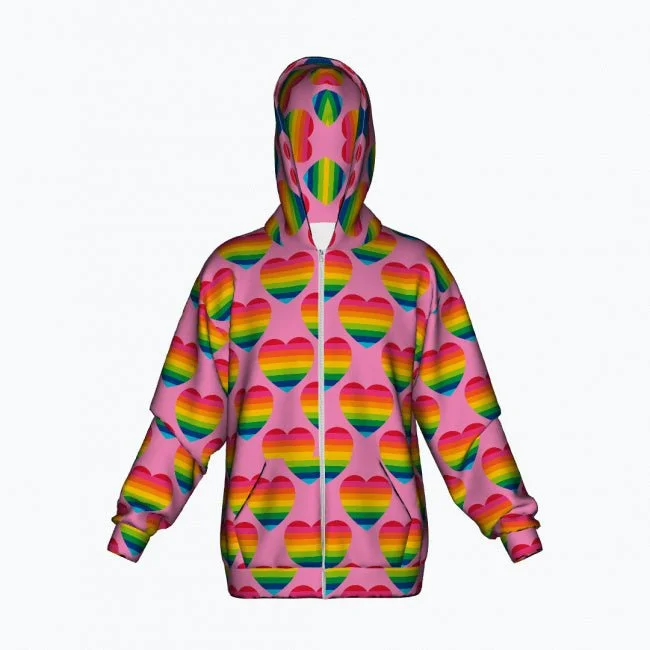 ELLIE LOVE rainbow pink - Cotton Zipper Hoodie