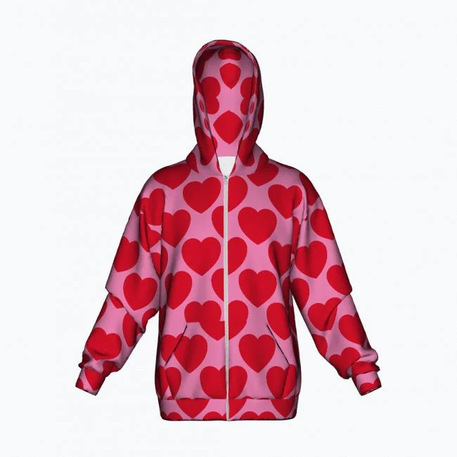 ELLIE LOVE red - Cotton Zipper Hoodie